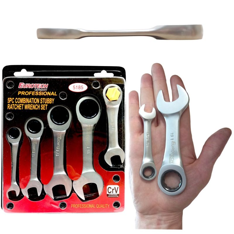 Llaves combinadas CORTAS con Crique - Juego 10 a 19 mm.