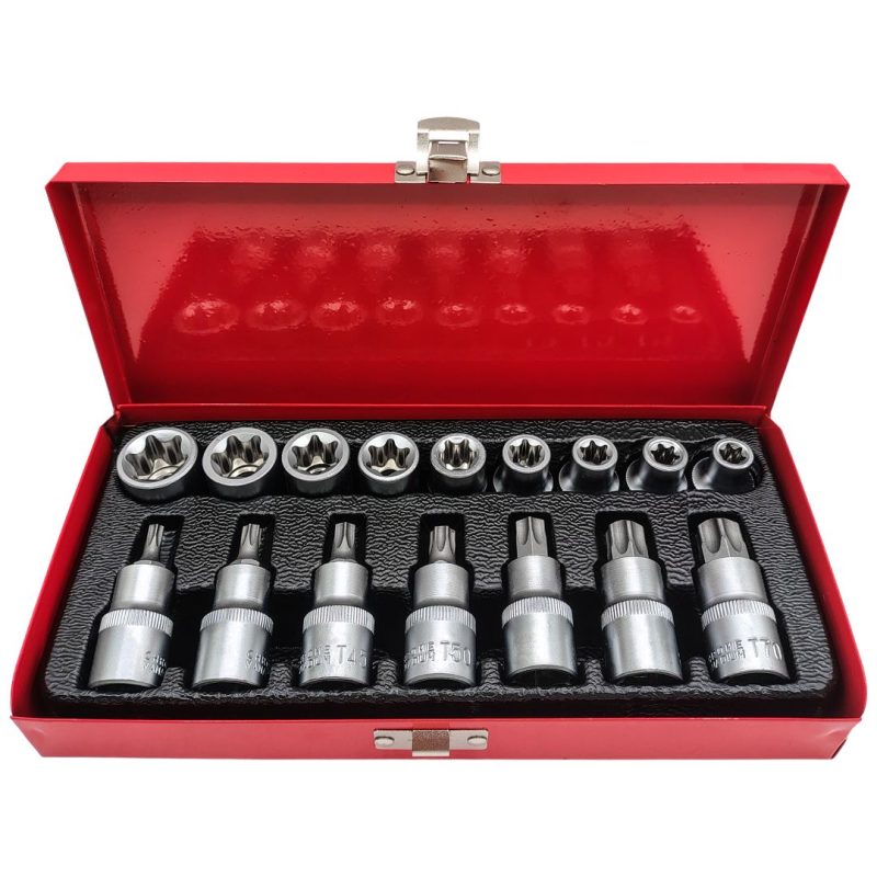 Tubos y puntas con dado Torx - Enc. 1/2" x16 pzs.