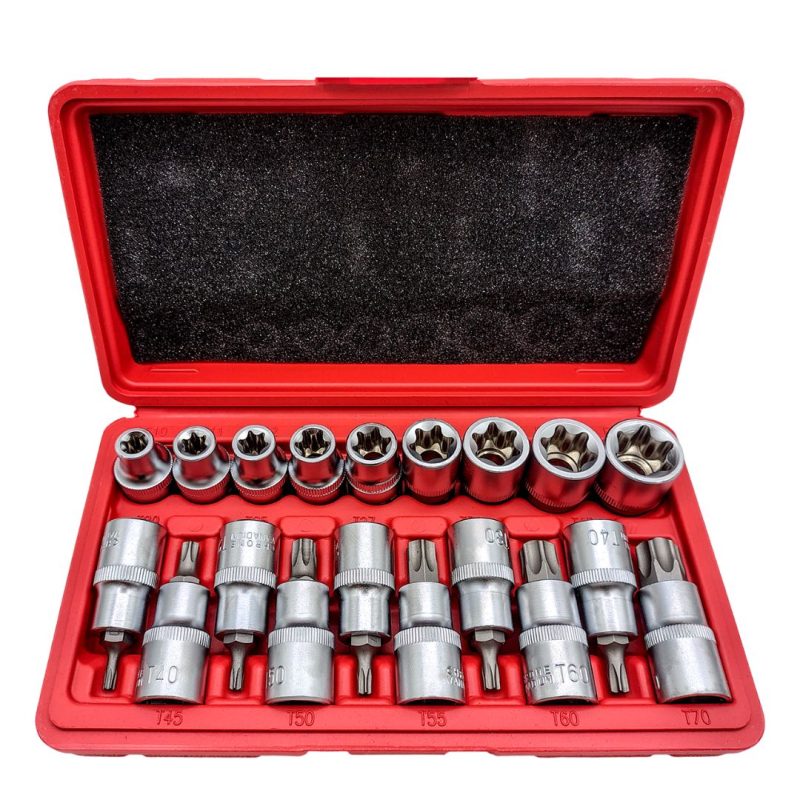 Tubos y puntas con dado Torx - Enc. 1/2" x19 pzs.