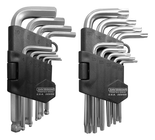 Llaves Allen + Torx Cortas - Juego 18 Piezas | Davidson Negro
