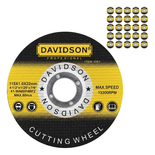 Disco Corte Metal 115 X 1.0 Mm - Pack X25 | Davidson Amarillo