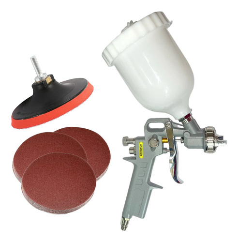 Pistola De Pintar De Aire + 15 Lijas Y Base Pulir
